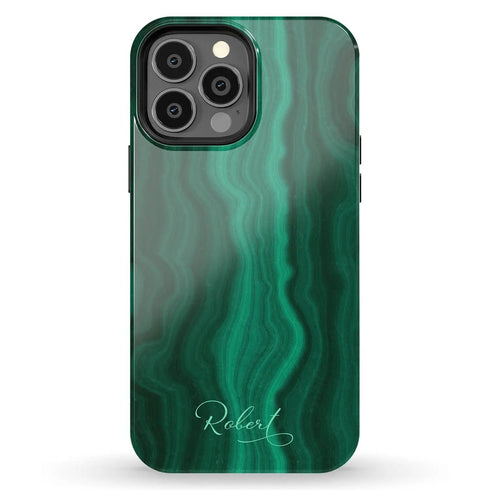 Malachite Marble Agate Custom Name iPhone Case